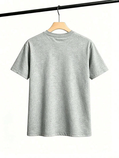 Women's Casual Style T-Shirt With Floral And Letter Print, Soft Fabric, Loose Fit, Round Neck, Short Sleeves, Suitable Combinable-Summer Vacation Te