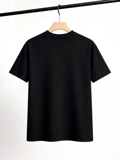 Women's Casual Style T-Shirt With Floral And Letter Print, Soft Fabric, Loose Fit, Round Neck, Short Sleeves, Suitable Combinable-Summer Vacation Te