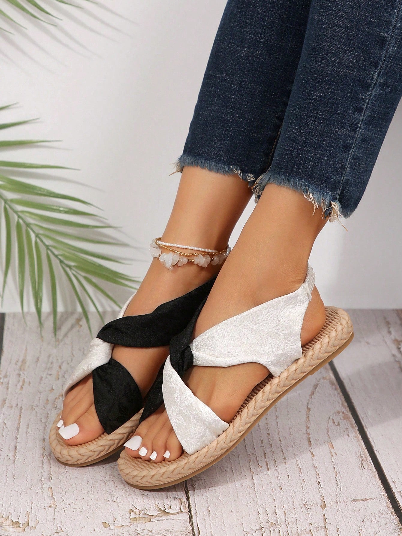 Women's Cloth Twisted Criss-Cross Strap Casual Outdoor Sandals,Spring Summer Outfits