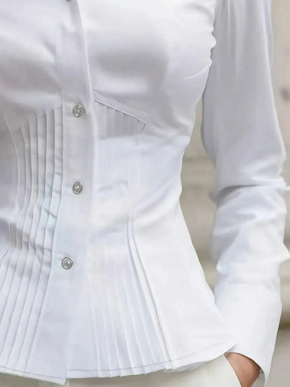 Women's Elegant Blouse, Fashionable Pink Long Sleeve Button-Up Shirt With Ruffle Design, High-End Sophisticated Style, Professional Minimalist Look, Suitable For Casual Occasions And Dates Spring