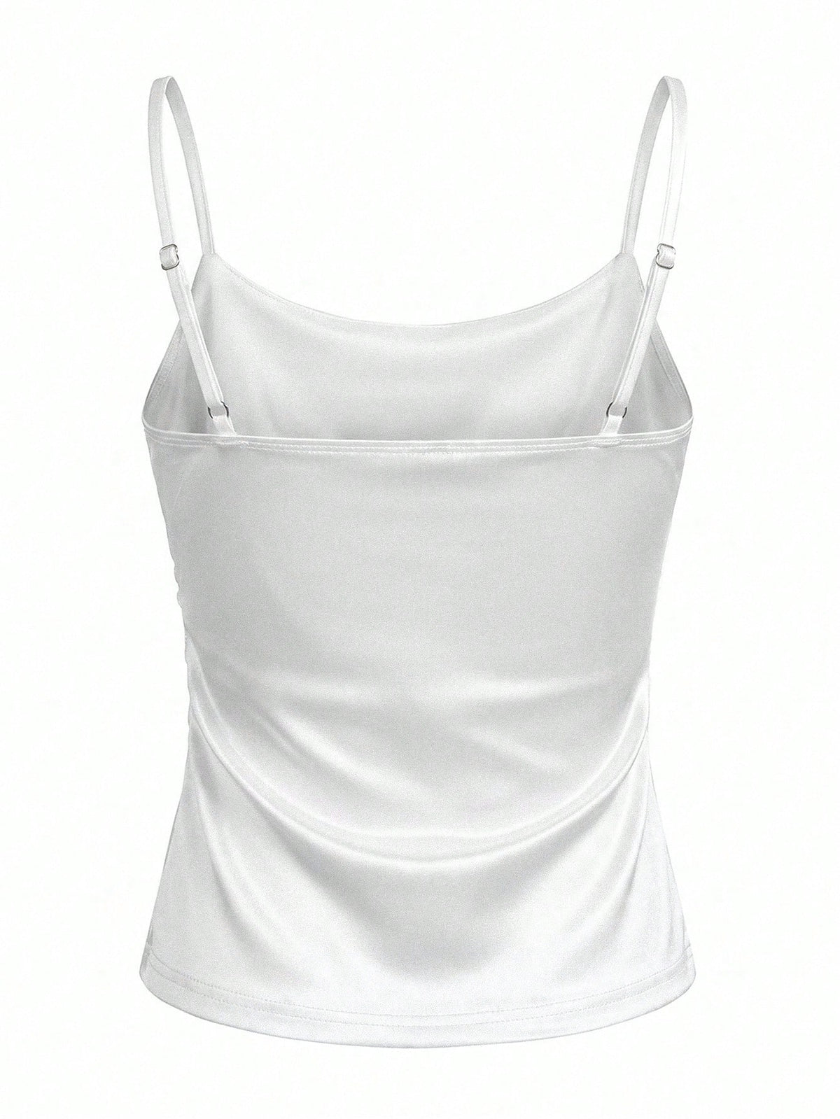 Women's Elegant Champagne Summer Silky Ruched Cami Top,Slim Fit Spaghetti Strap Satin Camisole,Sleeveless Tank Top For Dinner Date,Business & Office