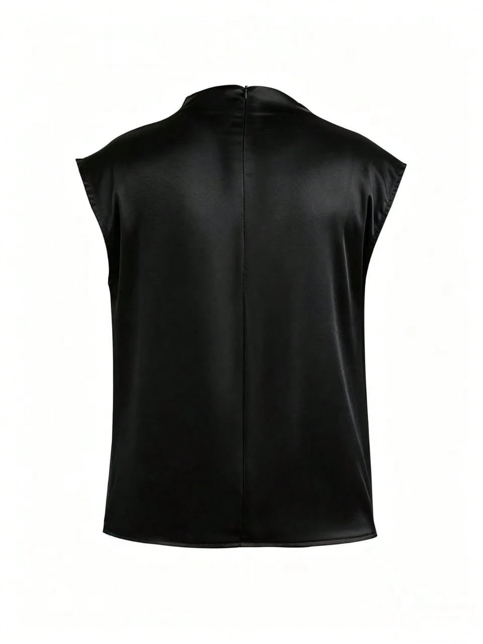 Women's Elegant Solid Satin Blouse, Suitable For Dates And Office Black Summer