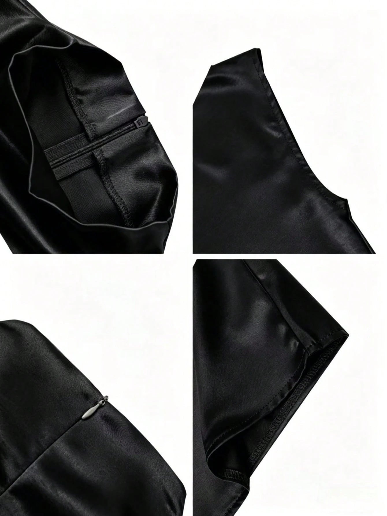 Women's Elegant Solid Satin Blouse, Suitable For Dates And Office Black Summer