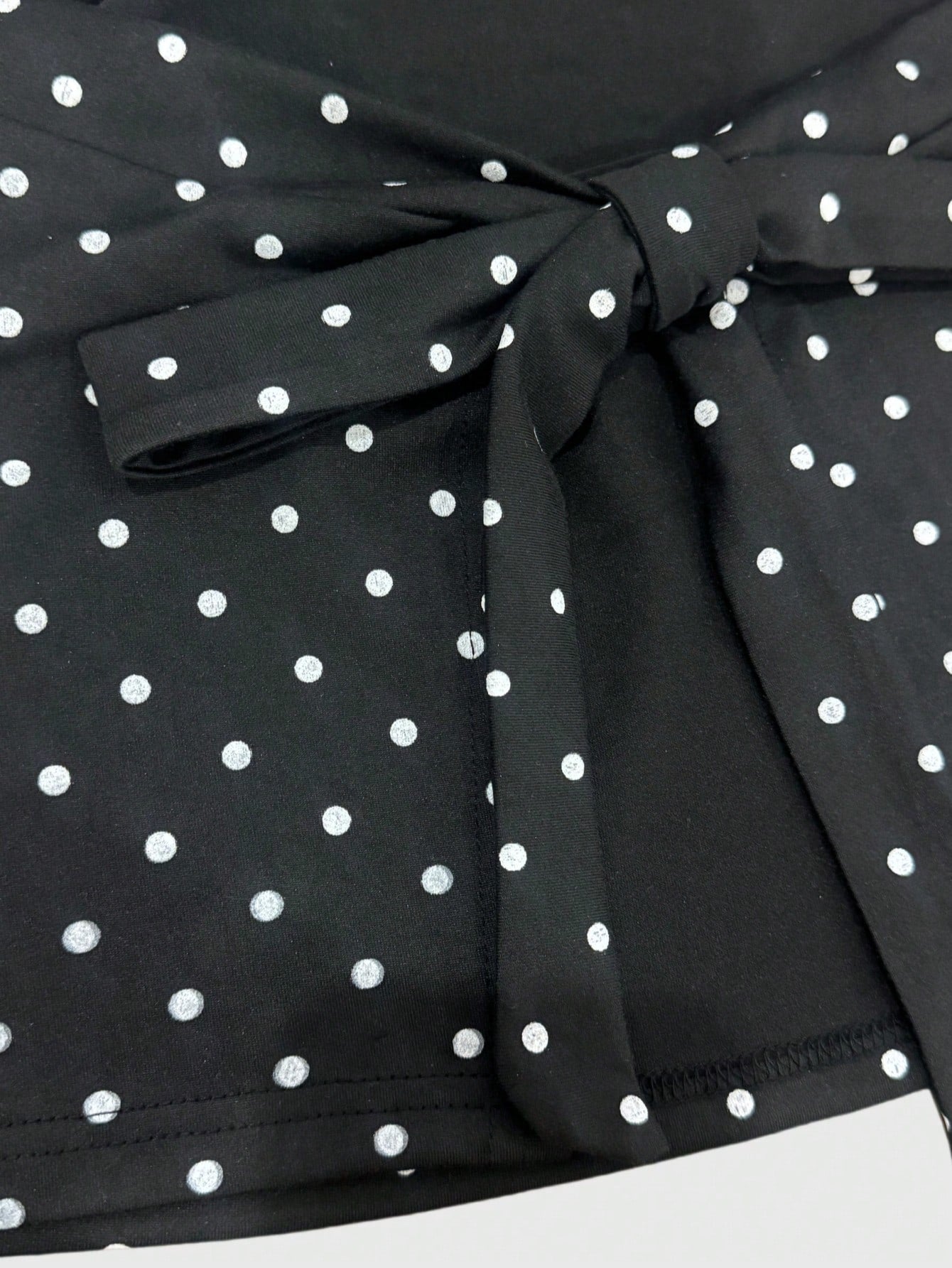 Women's Fashion Cowl Neck Tie Polka Dot Pleated Blouse