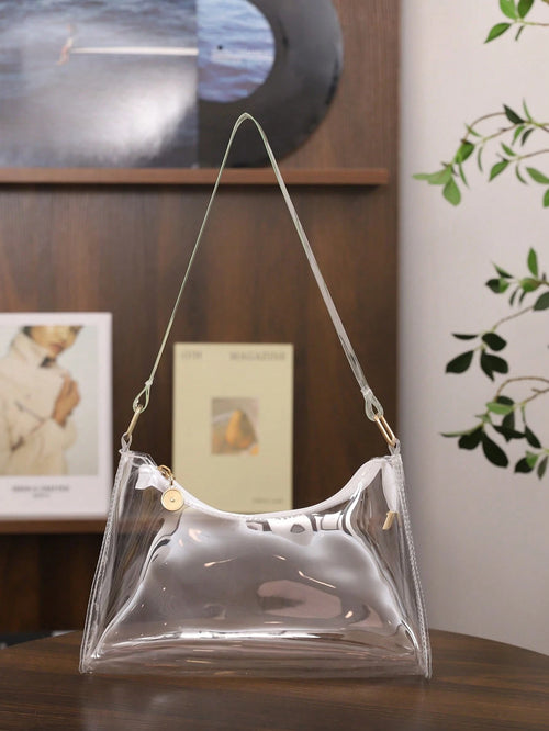 Women's Fashion Minimalist Shoulder Bag, PVC Transparent Underarm Handbag