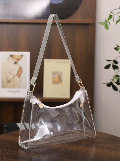 Women's Fashion Minimalist Shoulder Bag, PVC Transparent Underarm Handbag