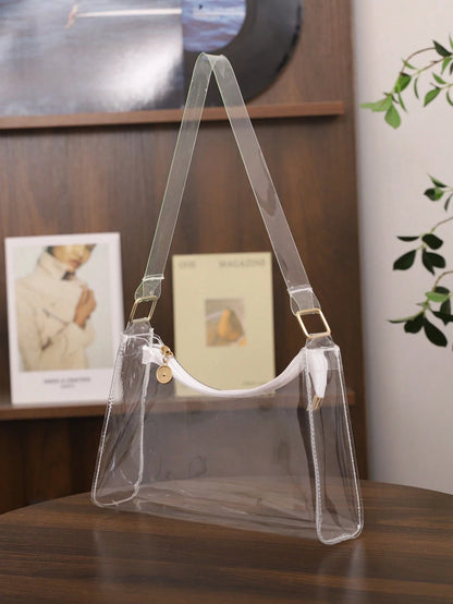 Women's Fashion Minimalist Shoulder Bag, PVC Transparent Underarm Handbag