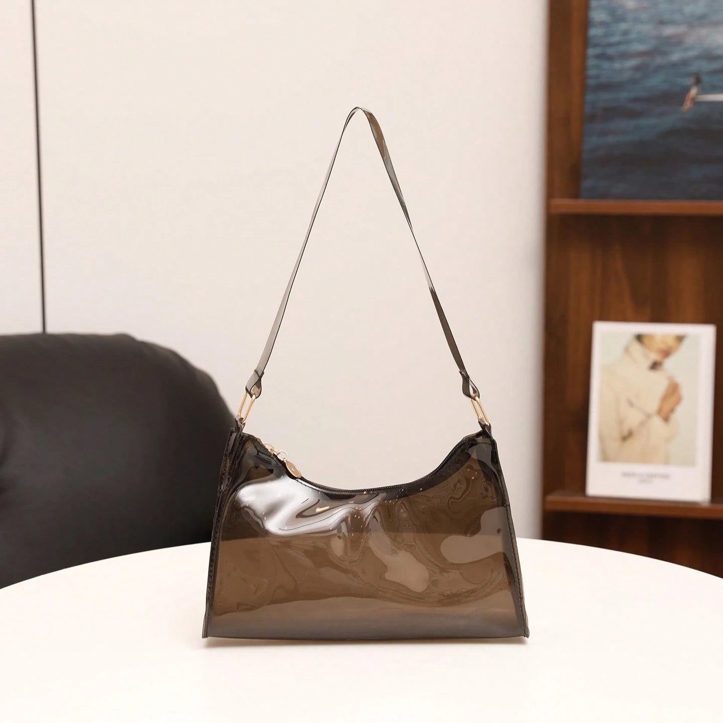 Women's Fashion Minimalist Shoulder Bag, PVC Transparent Underarm Handbag