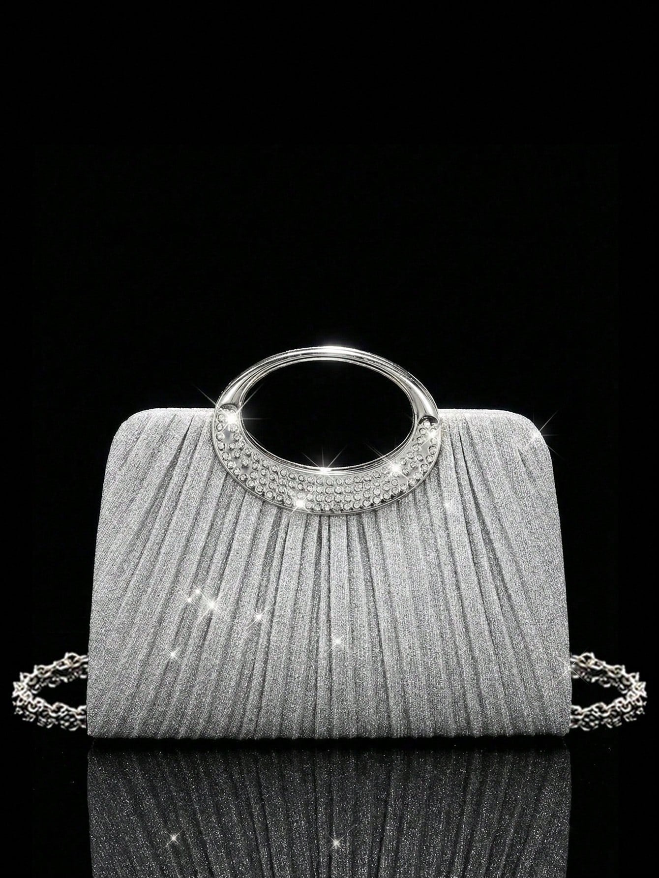 Women's Fashionable Sparkling Crystal Diamond Evening Clutch Bag, Luxurious Diamond-Encrusted Formal Dress Handbag, Can Be Matched With Sparkling Crystal Diamond Jewelry Set Including Dazzling Pendant