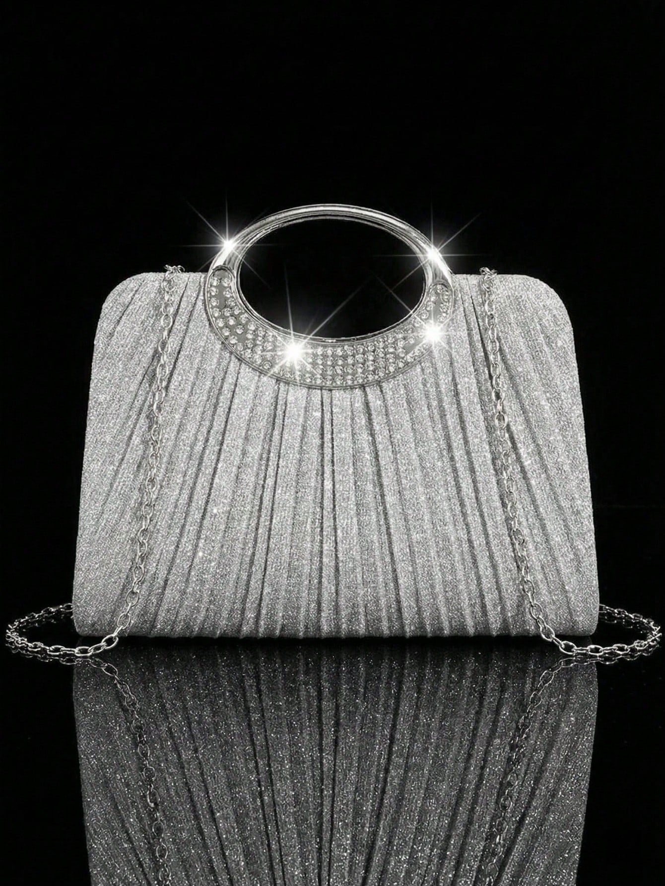 Women's Fashionable Sparkling Crystal Diamond Evening Clutch Bag, Luxurious Diamond-Encrusted Formal Dress Handbag, Can Be Matched With Sparkling Crystal Diamond Jewelry Set Including Dazzling Pendant