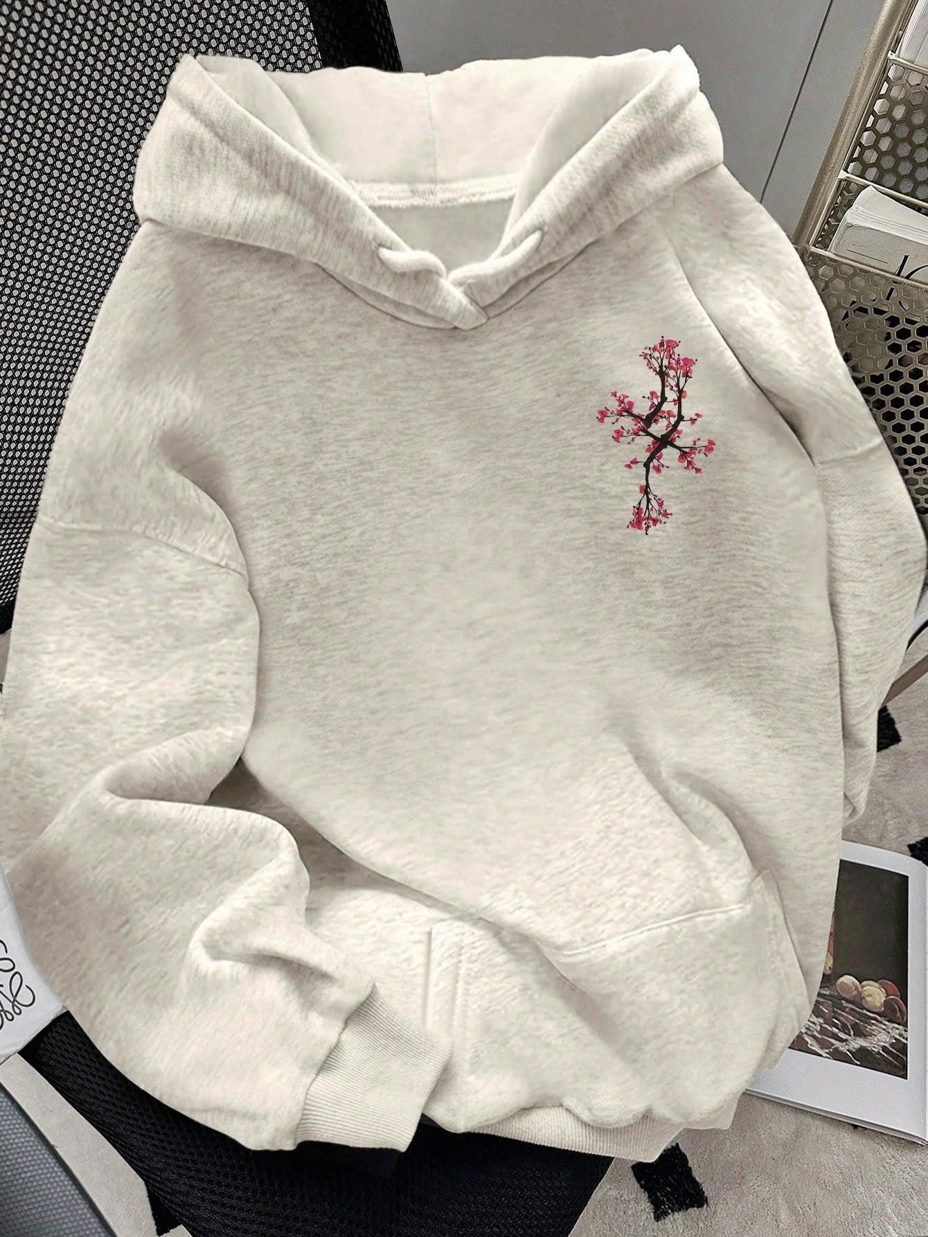Women's Floral Print Casual Dropped Shoulder Sweatshirt, Christmas