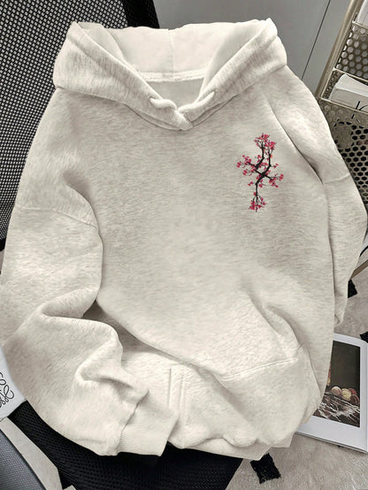 Women's Floral Print Casual Dropped Shoulder Sweatshirt, Christmas