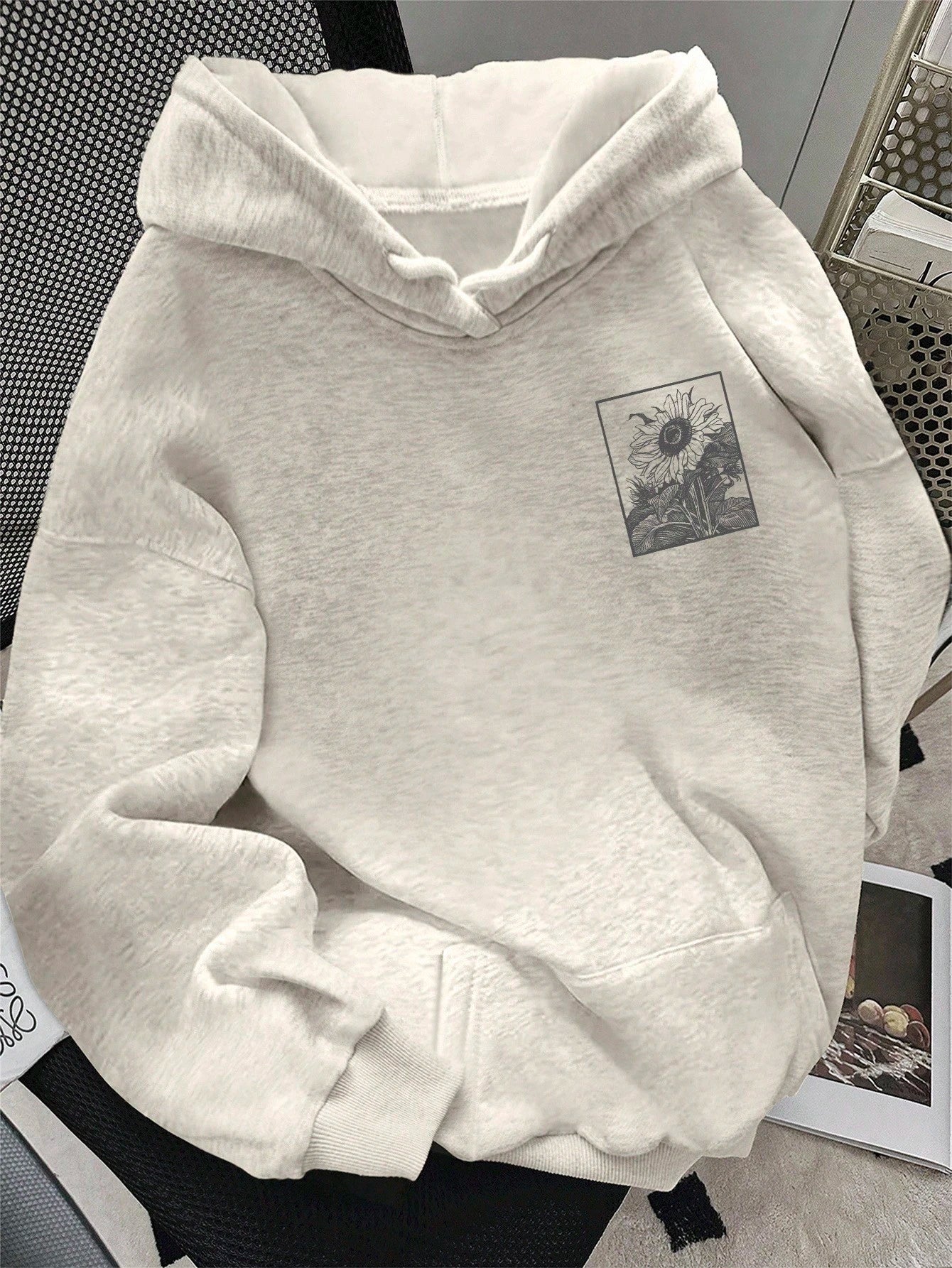 Women's Floral Print Casual Dropped Shoulder Sweatshirt, Christmas