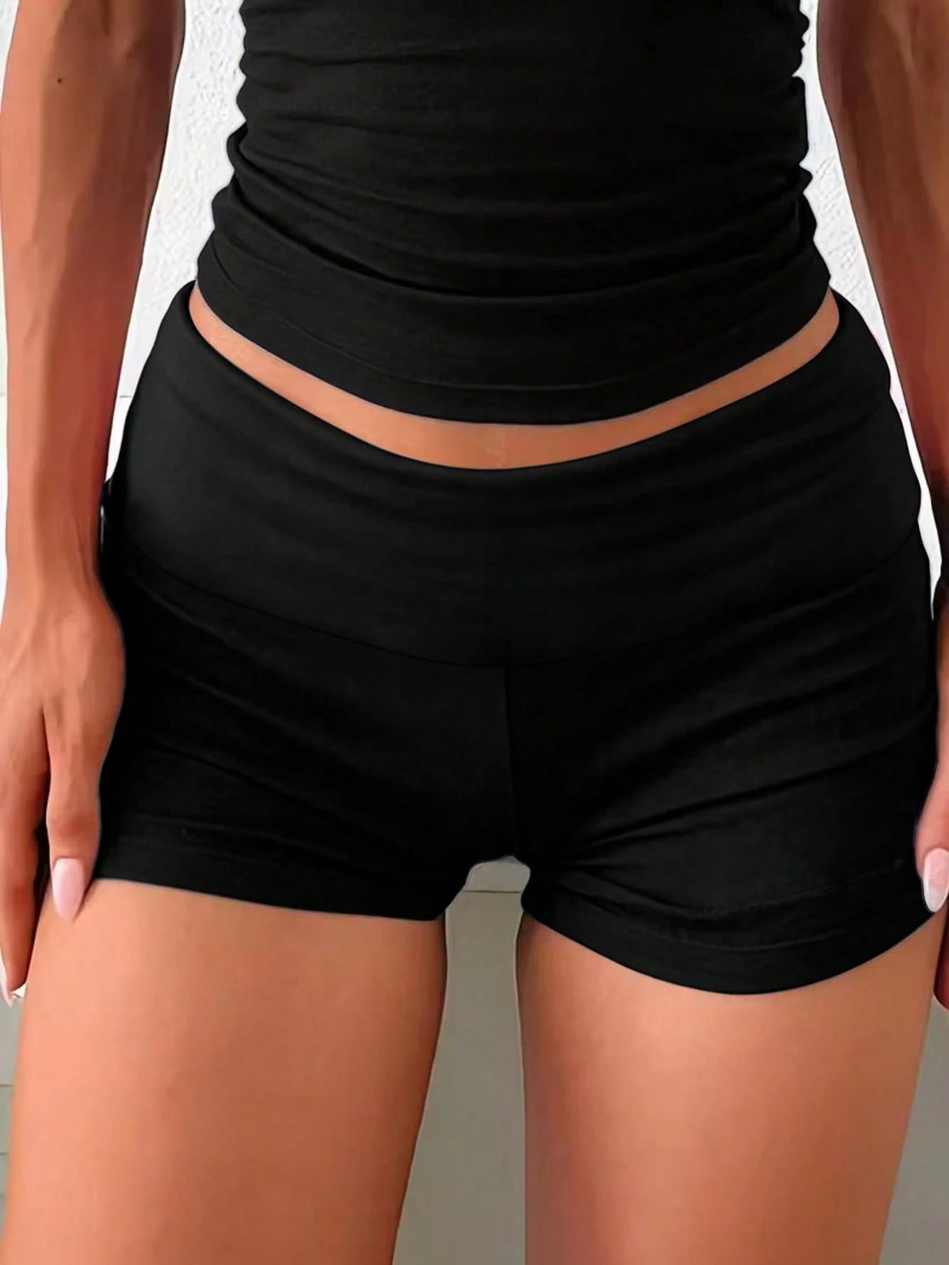 Women's High Elasticity Fabric Solid Color Ruched Tight Shorts Summer