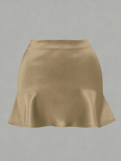 Women's High Waist Elastic Satin A-Line Mini Skirt, Elegant Classic Soft Comfortable Summer Holiday Party