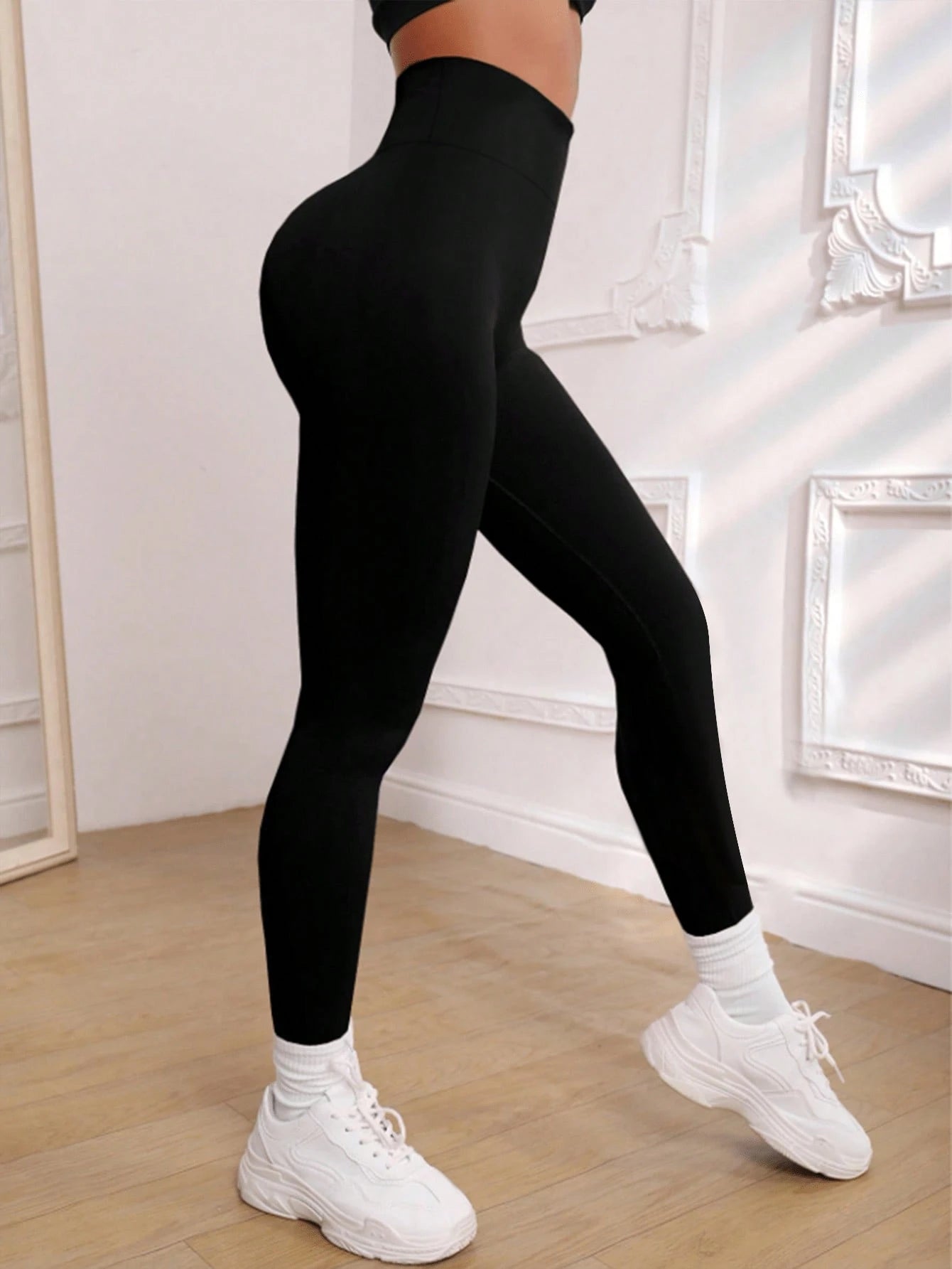 Women's High Waist Elastic Slimming Yoga Pants, Casual Daily Fitness Leggings For Summer Spring Black Fall