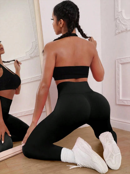 Women's High Waist Elastic Slimming Yoga Pants, Casual Daily Fitness Leggings For Summer Spring Black Fall