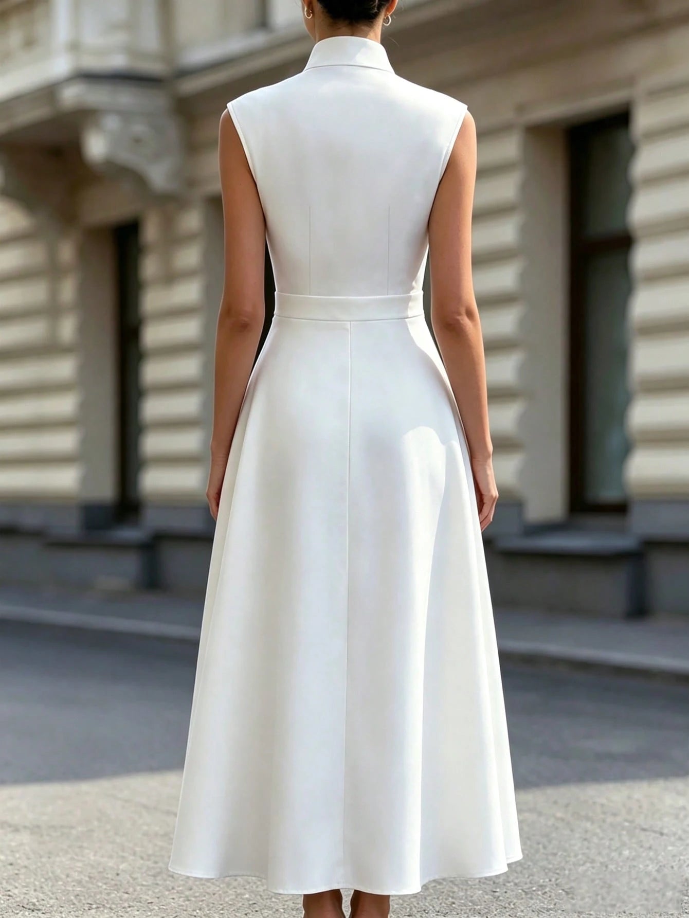Women's New Chinese Style Cheongsam Dress, Apricot Satin Stand Collar Frog Button Sleeveless Waist-Cinching Slimming Flared Long Evening Gown