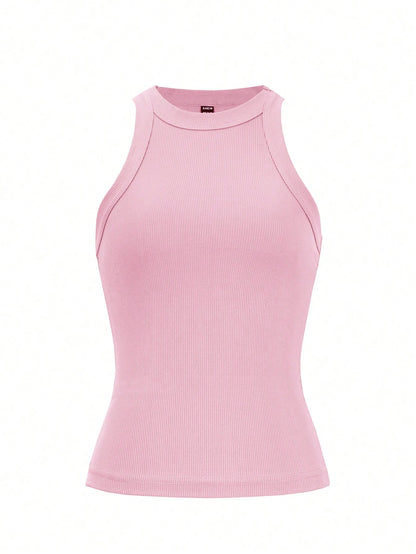 Women's Plain Sleeveless Casual Tank Top, Minimalist And Fashionable For Daily Wear