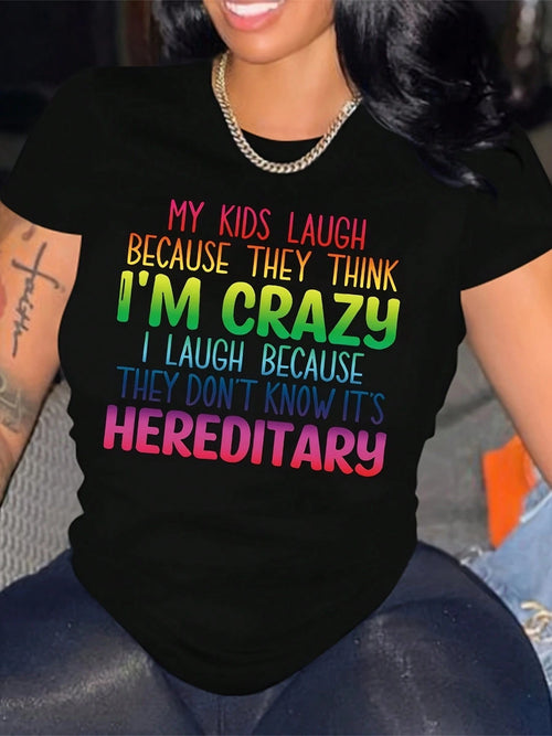 Women's Pure Cotton Short-Sleeved T-Shirt, Featuring A Colorful Letter Print Design. The Round-Neck Short-Sleeved T-Shirt Is Designed For Comfort And Durability, Suitable For Beach Leisure Wear, As We