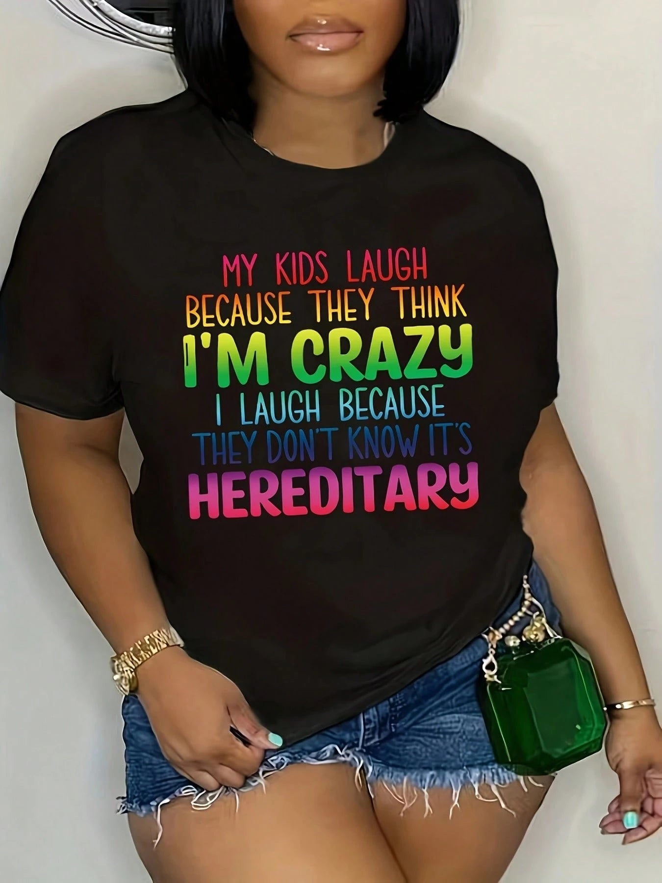 Women's Pure Cotton Short-Sleeved T-Shirt, Featuring A Colorful Letter Print Design. The Round-Neck Short-Sleeved T-Shirt Is Designed For Comfort And Durability, Suitable For Beach Leisure Wear, As We