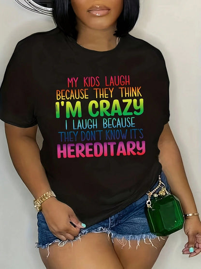 Women's Pure Cotton Short-Sleeved T-Shirt, Featuring A Colorful Letter Print Design. The Round-Neck Short-Sleeved T-Shirt Is Designed For Comfort And Durability, Suitable For Beach Leisure Wear, As We