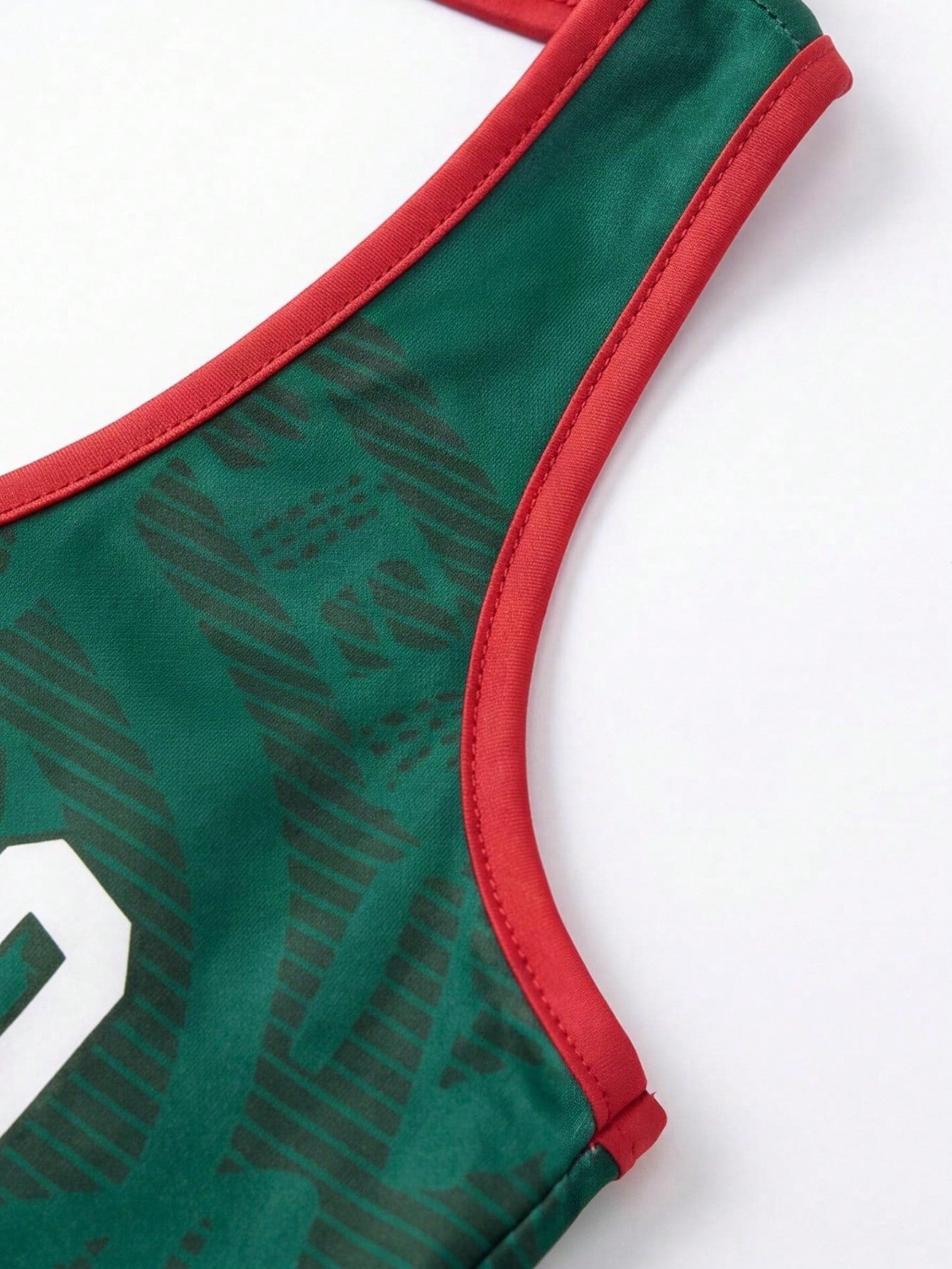 Women's Retro Letter Print Camisole Crop Top, Green & Red Trim Sports Style Camisole Summer Casual, Y2K Aesthetic