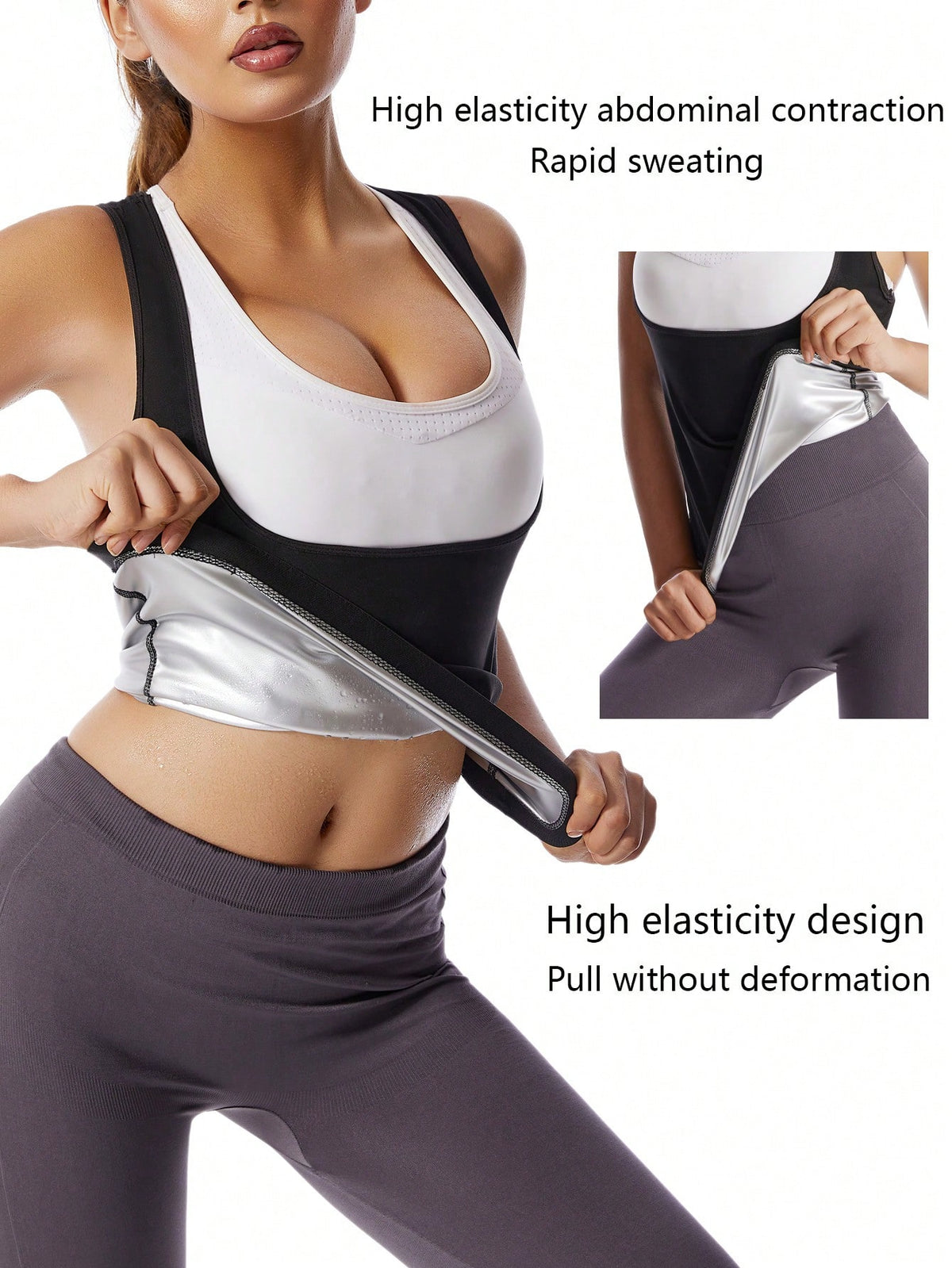 Women's Sauna Suit Waist Trainer- High Compression Sweat Suit, Popular Minimalist Sauna Vest For Women, Tight-Fitting Waist Trainer For Fitness Shaping, Suitable For Gym, Sports And Fitness, Non-Brea