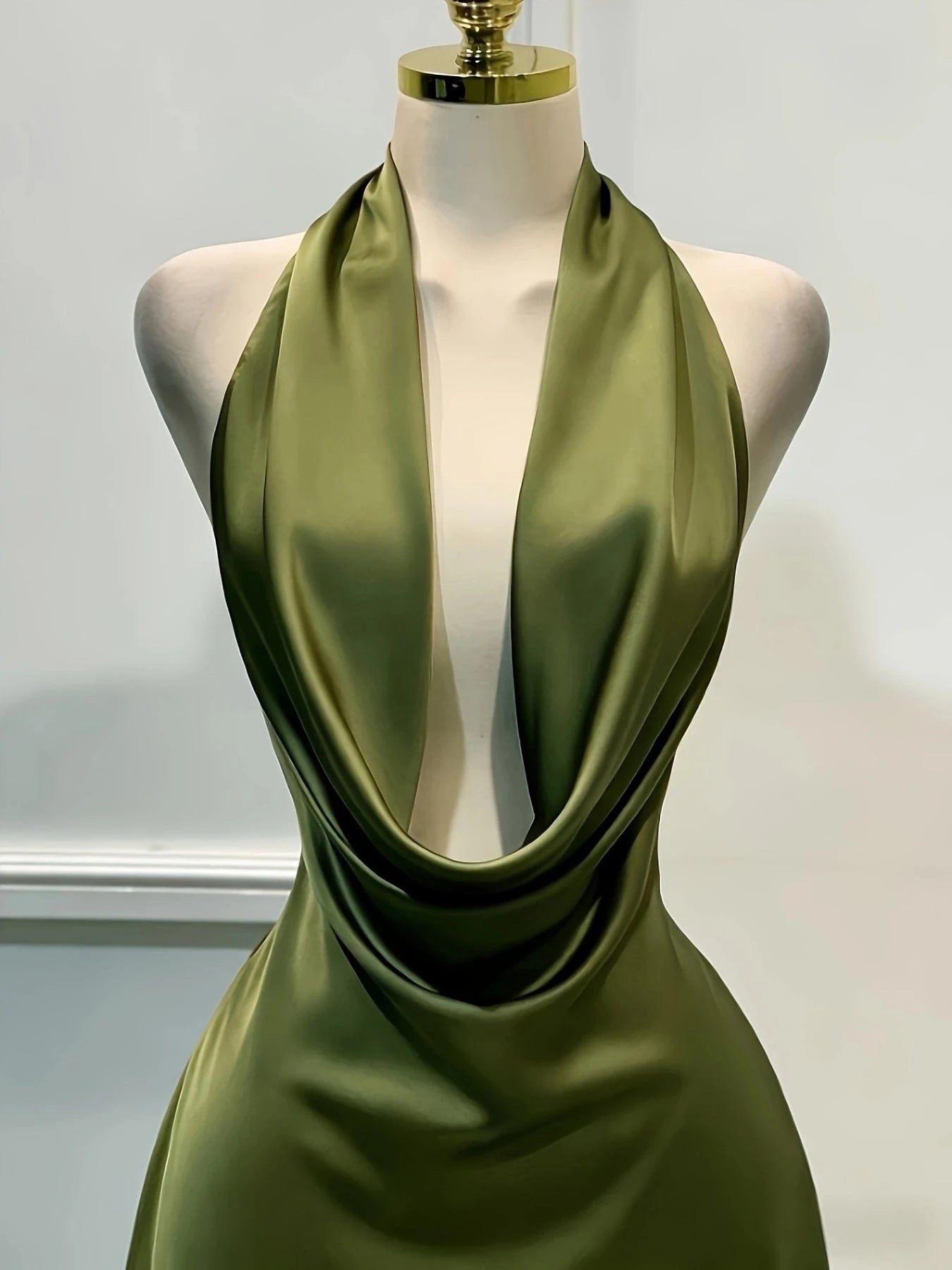 Women's Solid Color Plunging Neckline Backless Sexy Halter Mini Dress Summer Elegant