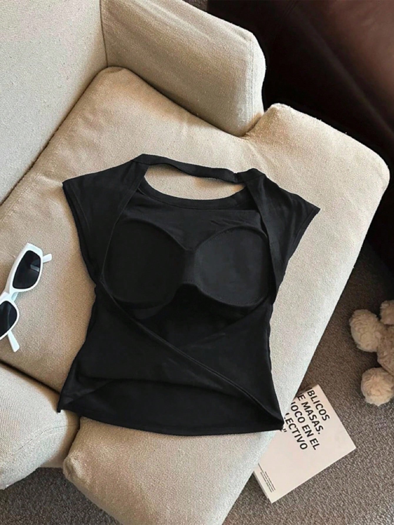 Women's Solid Color Round Neck Backless Fitted Tank Top