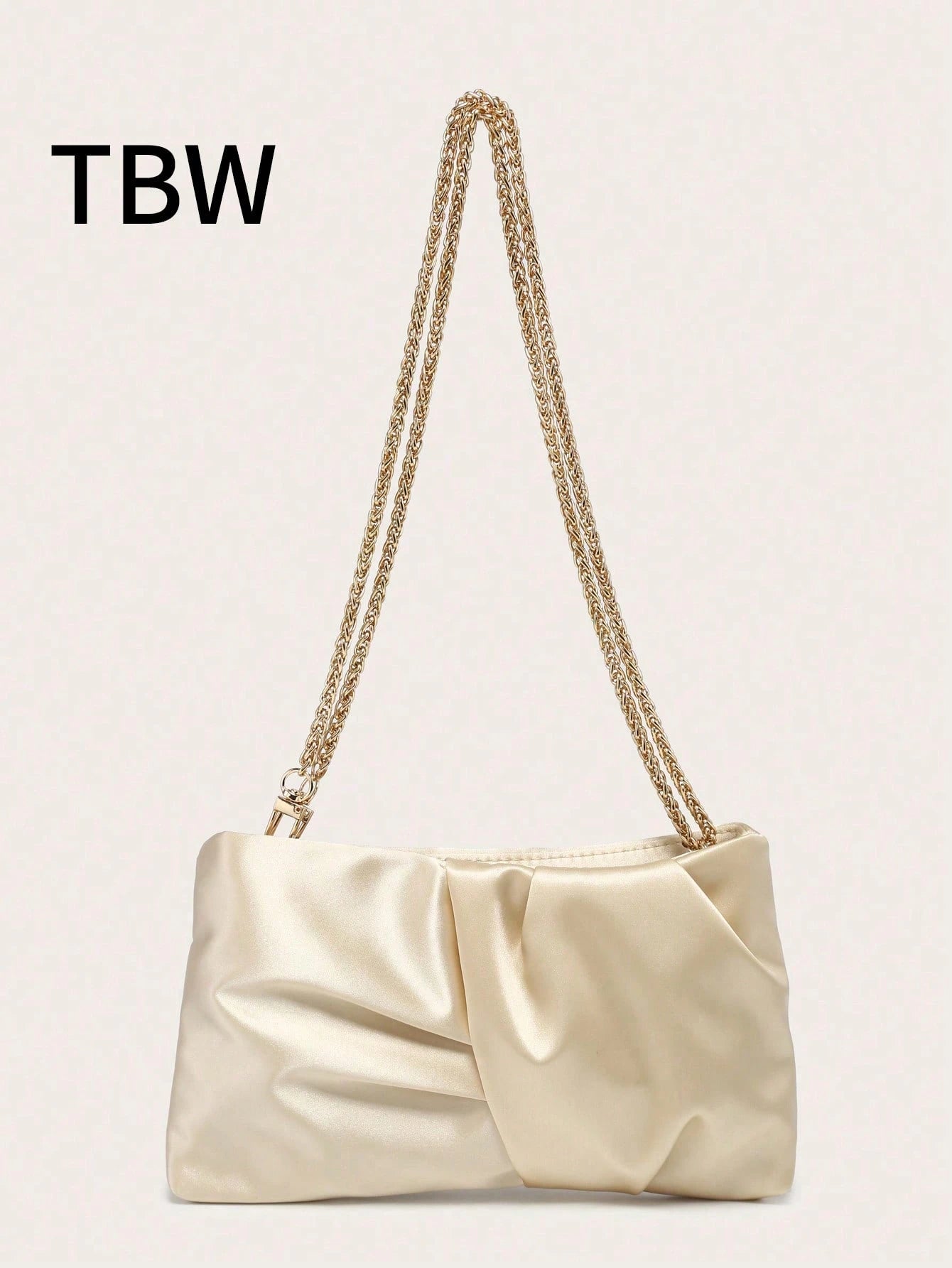 Women's Square Shoulder Bag, Pleated Satin Texture, Metal Chain Strap, Fashionable Design, Suitable For Evening Events And Outings
