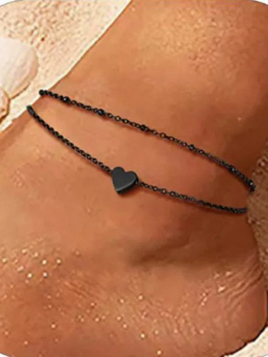 Women's Stainless Steel Chain Anklet, Silver/Gold/Black Color Options, Low Allergy, Adjustable 8.5-10.5 Inches