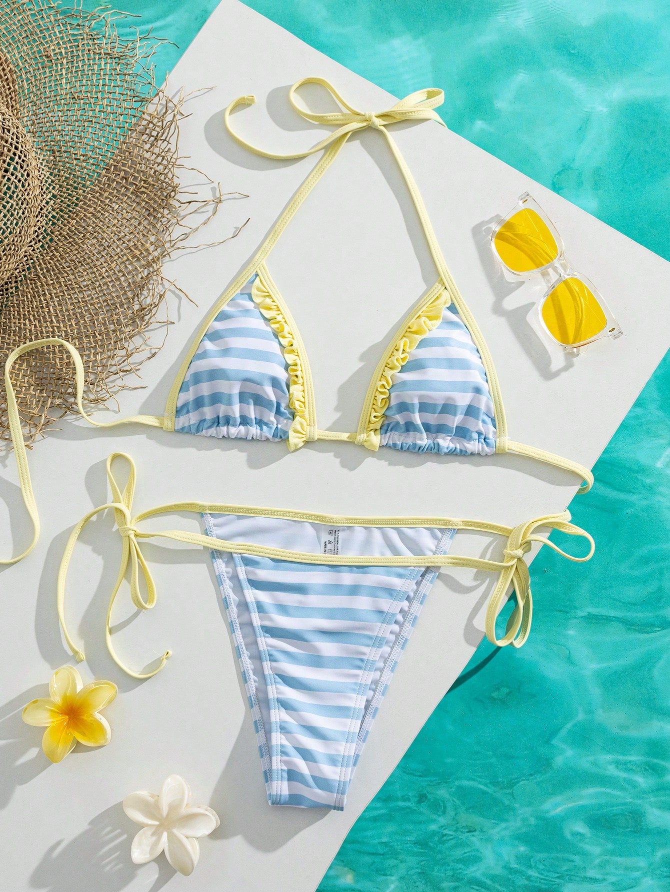 Women's Striped Triangle Bikini Swimwear For Vacation/Music Party Summer, Resort Wear Beach
