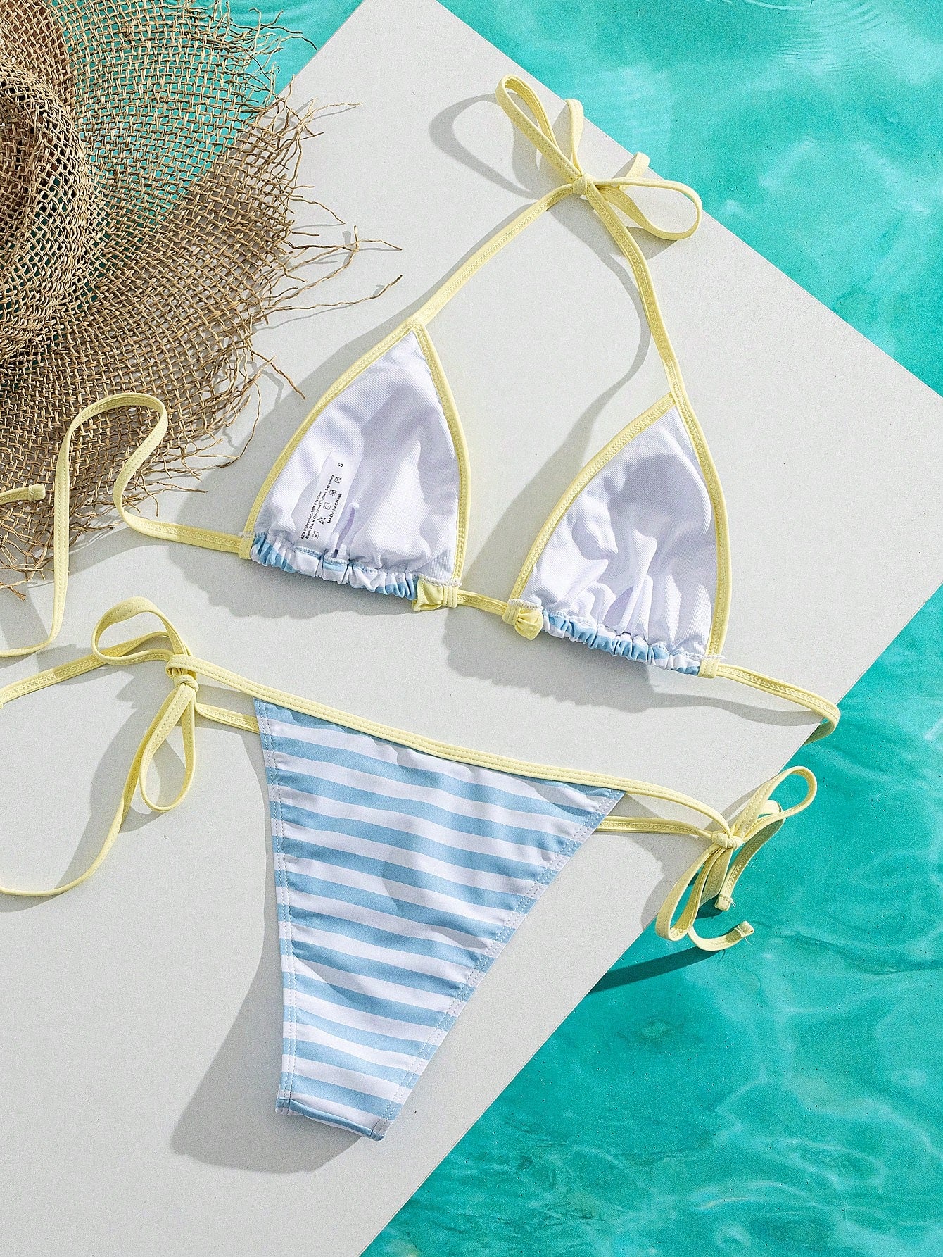 Women's Striped Triangle Bikini Swimwear For Vacation/Music Party Summer, Resort Wear Beach