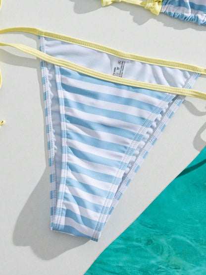 Women's Striped Triangle Bikini Swimwear For Vacation/Music Party Summer, Resort Wear Beach
