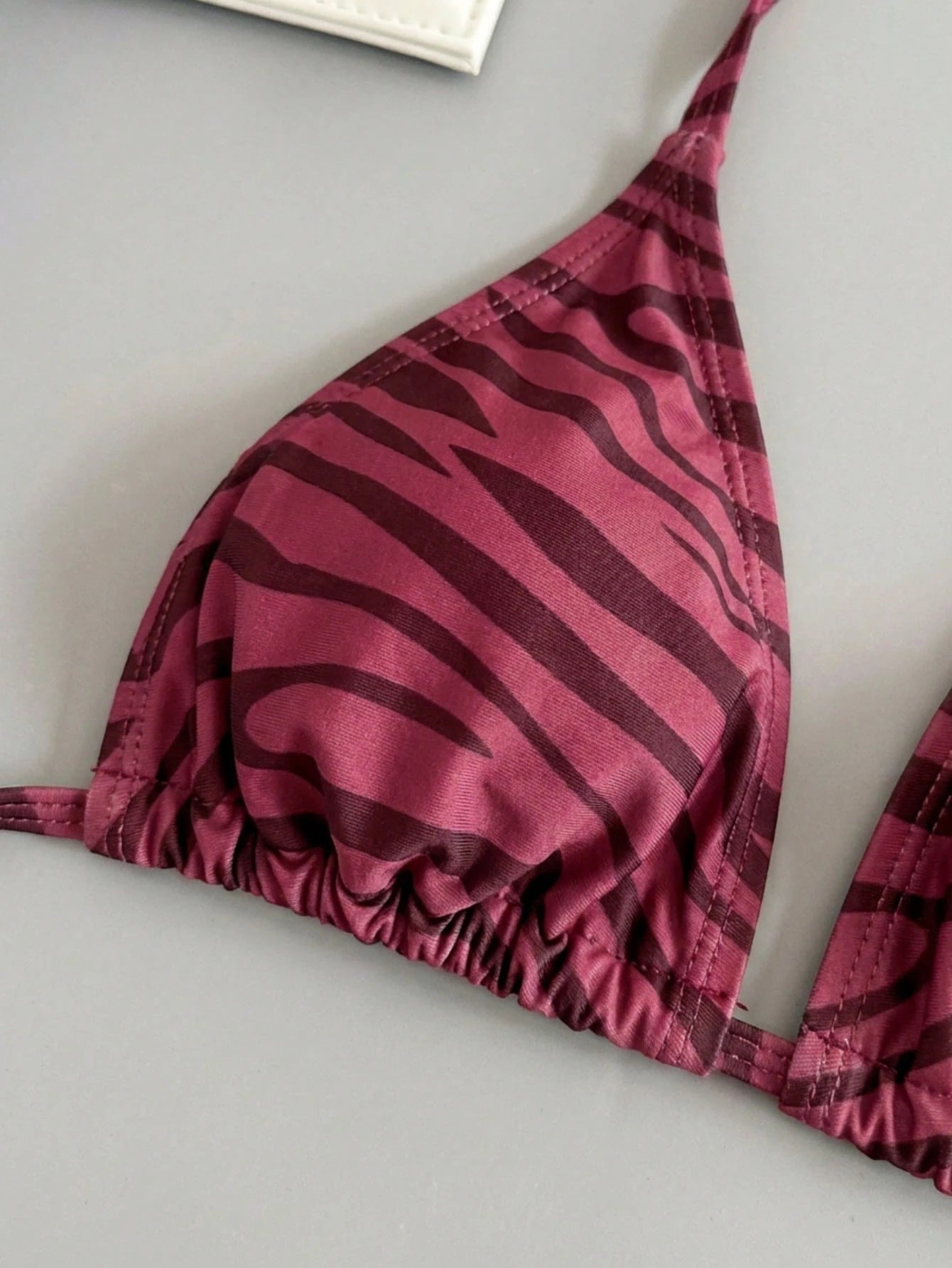 Women's Summer Beach Zebra Print Halter Tie Sexy Bikini Swimwear Set