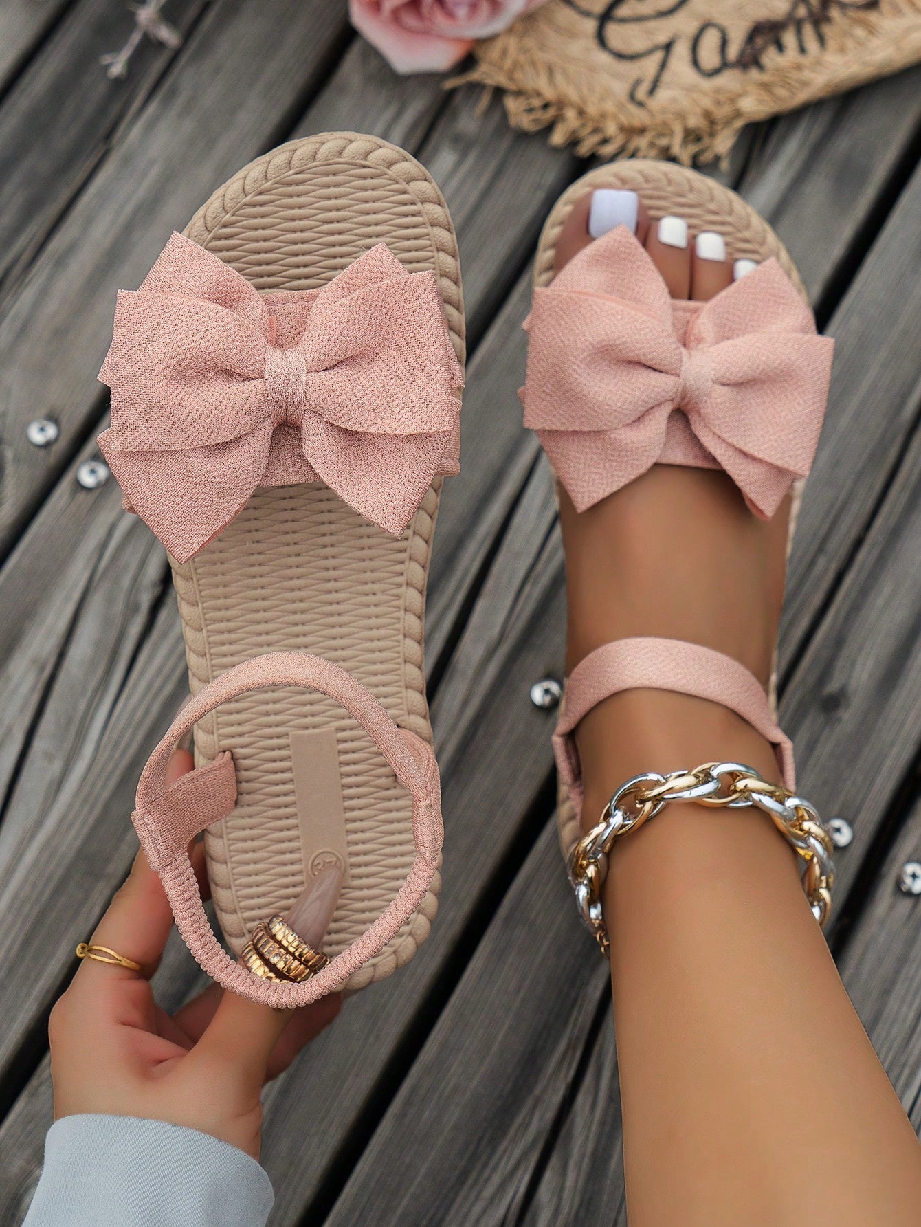 Women's Summer Black Cute Butterfly Flower Flat Sandals, Comfortable Lightweight Ankle Strap Fabric Shoes Suitable For Dates, Parties, Beach Valentines, Boho Chic