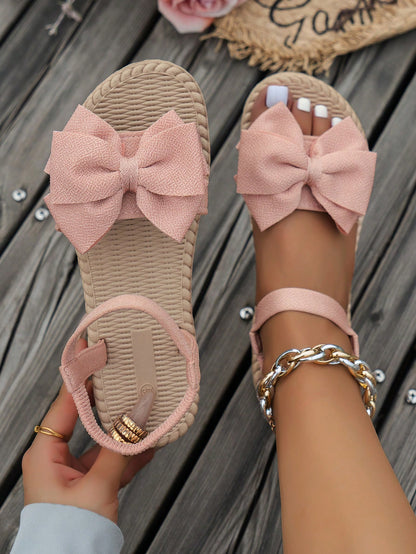 Women's Summer Black Cute Butterfly Flower Flat Sandals, Comfortable Lightweight Ankle Strap Fabric Shoes Suitable For Dates, Parties, Beach Valentines, Boho Chic