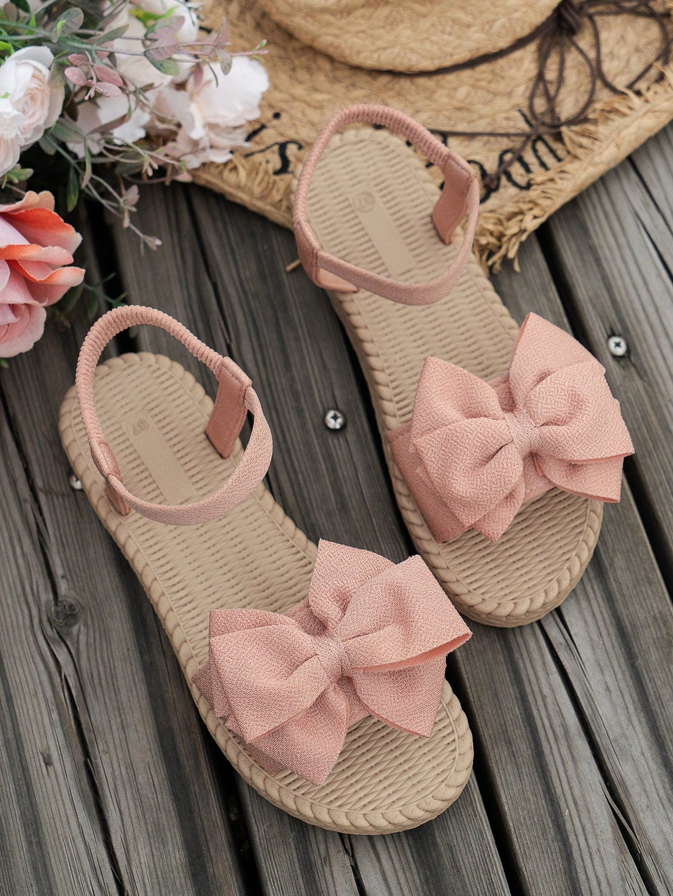 Women's Summer Black Cute Butterfly Flower Flat Sandals, Comfortable Lightweight Ankle Strap Fabric Shoes Suitable For Dates, Parties, Beach Valentines, Boho Chic