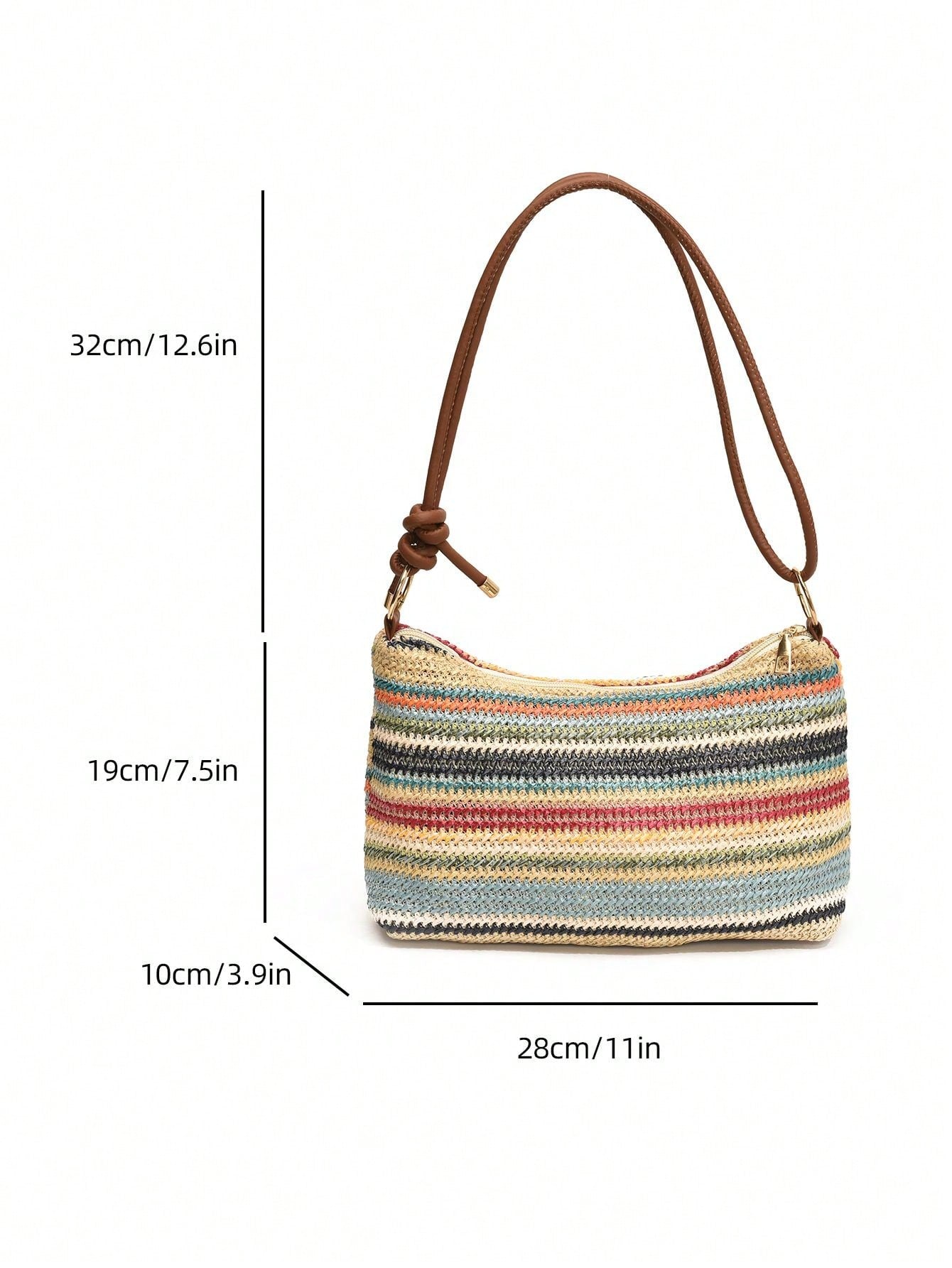 Women's Summer New Straw Woven Small Bag, Minimalist Textured Shoulder Bag, Crossbody Bag, Ultra-Light Mini Straw Material Shoulder Bag, Beach Bag, Straw Material