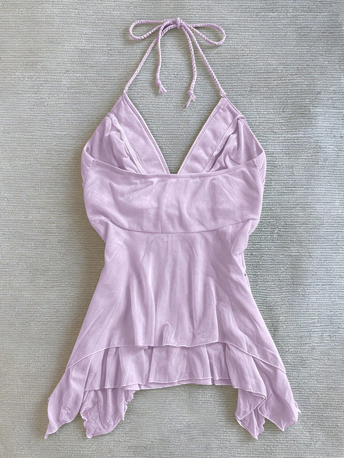 Women's Tie-Neck Ruched Fitted Casual Top