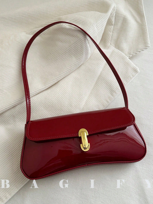 Women's Vintage Faux Leather Flap Decor Shoulder Underarm Bag, Suitable For Dating, Outing, Gathering, 90s Aesthetic