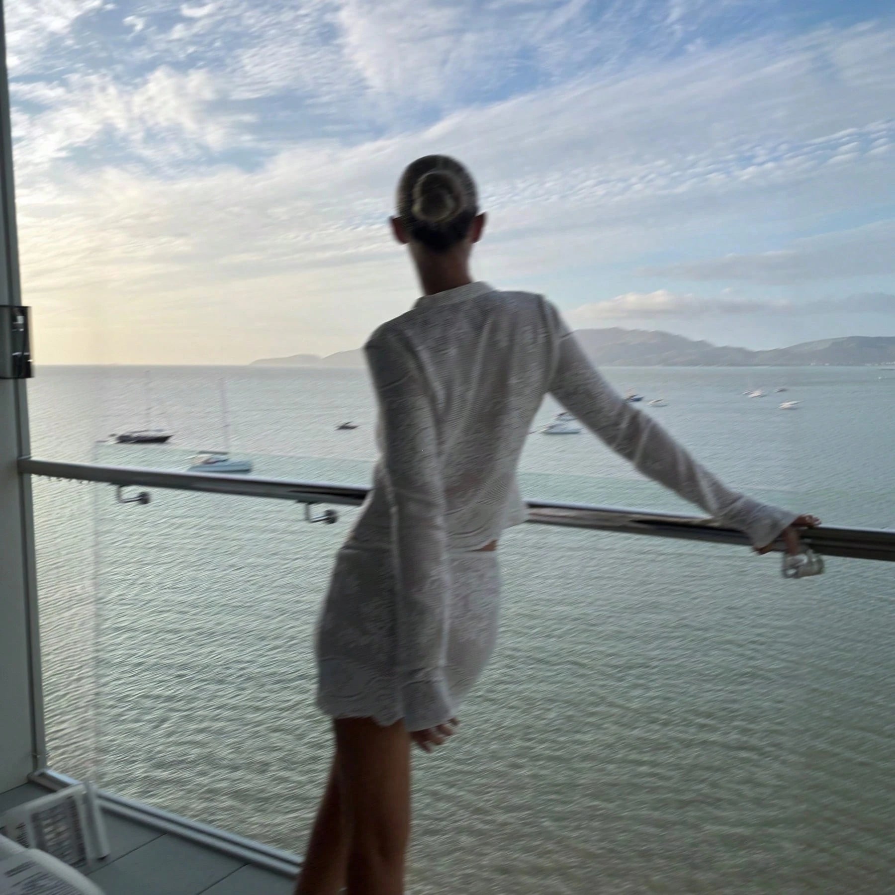 Women's White Pointelle Long Sleeve Short Swim Dress With Slight Stretch Fabric, Perfect For Resort Wear And Beach Vacation Outfits Women