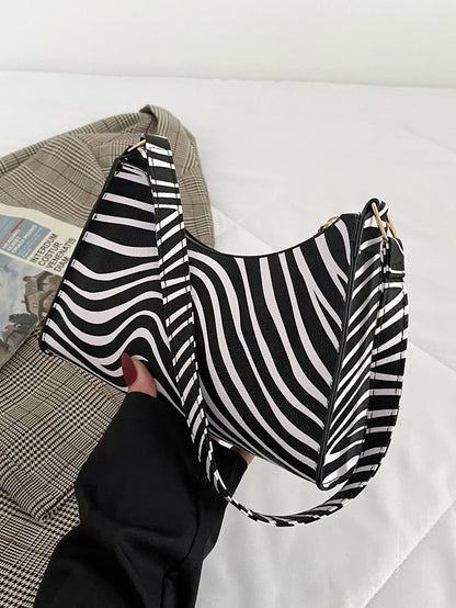 Women's Zebra Print Tote Shoulder Bag Leather Top Handle Purse Travel Handbag Clutch Wallet With Chain Lightweight,Business Casual Zebra Striped Pattern Bag For Teen Girls Women College Students,Rooki