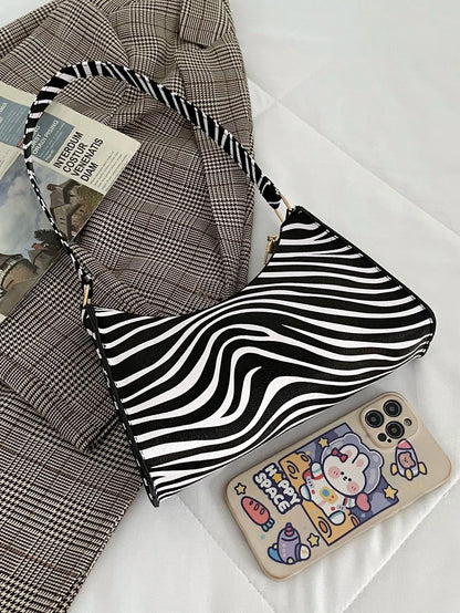 Women's Zebra Print Tote Shoulder Bag Leather Top Handle Purse Travel Handbag Clutch Wallet With Chain Lightweight,Business Casual Zebra Striped Pattern Bag For Teen Girls Women College Students,Rooki