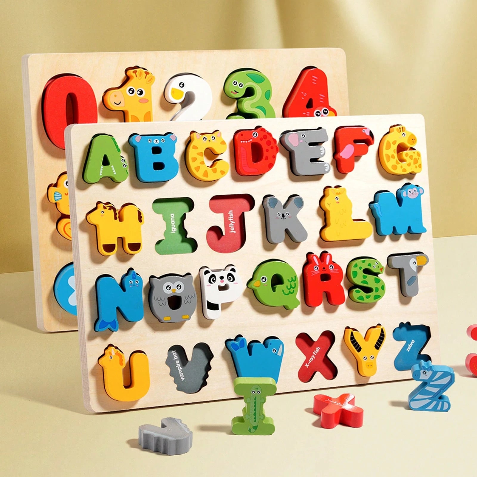 Wooden Grab Board, English Letter Spelling Board, Children's Letter Shape Puzzle, Montessori Wooden Toddler Puzzle, Wooden Grab Board Number Shape Puzzle Suitable For Boys And Girls, ABC Letter Puzzle