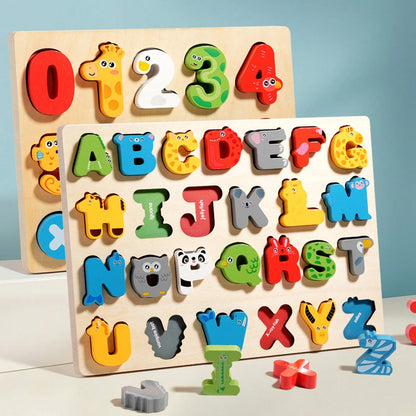 Wooden Grab Board, English Letter Spelling Board, Children's Letter Shape Puzzle, Montessori Wooden Toddler Puzzle, Wooden Grab Board Number Shape Puzzle Suitable For Boys And Girls, ABC Letter Puzzle