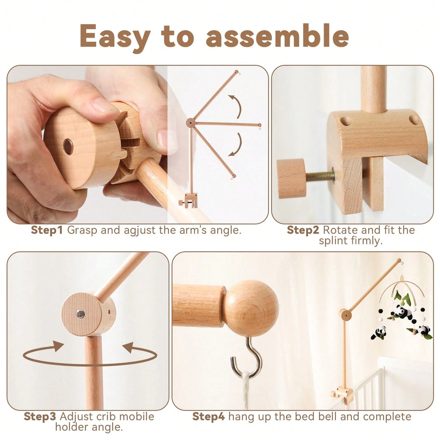 Wooden Wind Chime Bracket, Baby Crib Bell Accessory, Can Be Moved To Decorate Rooms, Multifunctional Bracket Can Be Matched With Bed Bells- Suitable For Room Decoration