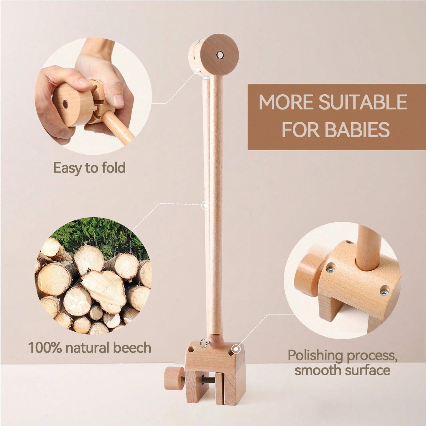 Wooden Wind Chime Bracket, Baby Crib Bell Accessory, Can Be Moved To Decorate Rooms, Multifunctional Bracket Can Be Matched With Bed Bells- Suitable For Room Decoration