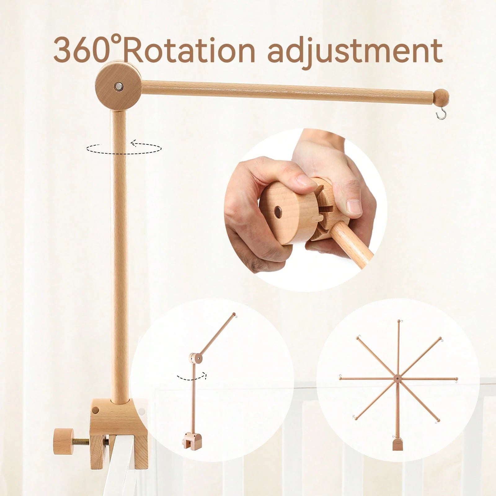 Wooden Wind Chime Bracket, Baby Crib Bell Accessory, Can Be Moved To Decorate Rooms, Multifunctional Bracket Can Be Matched With Bed Bells- Suitable For Room Decoration